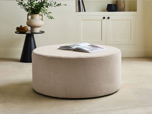 Percy Round Fabric Footstool